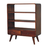 Curved Chestnut Low Bookcase Chest of Drawers