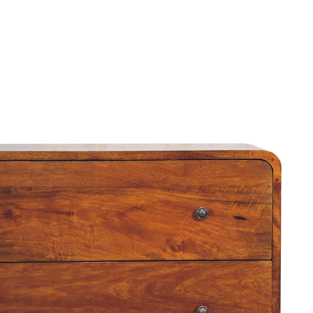 2-Drawer Curved Chestnut Chest of Drawers