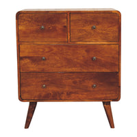 2 over 2 Curved Chesnut Chest of Drawers