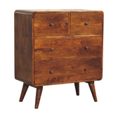 2 over 2 Curved Chesnut Chest of Drawers | Chestnut Mango Wood