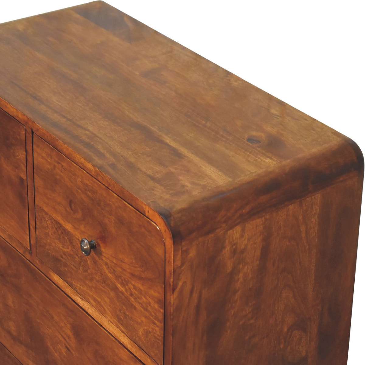 2 over 2 Curved Chesnut Chest of Drawers | Chestnut Mango Wood