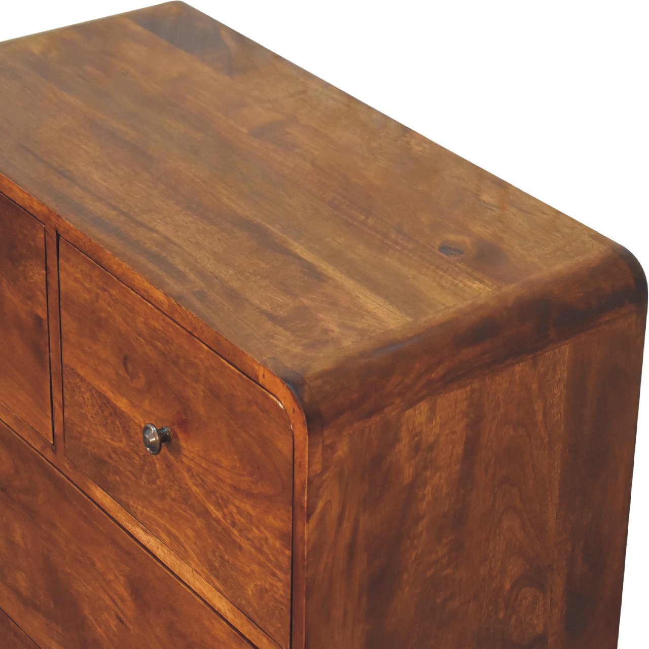 2 over 2 Curved Chesnut Chest of Drawers | Chestnut Mango Wood