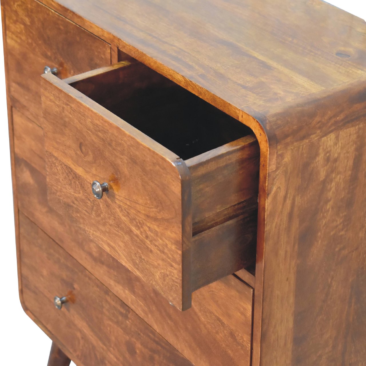 2 over 2 Curved Chesnut Chest of Drawers | Chestnut Mango Wood
