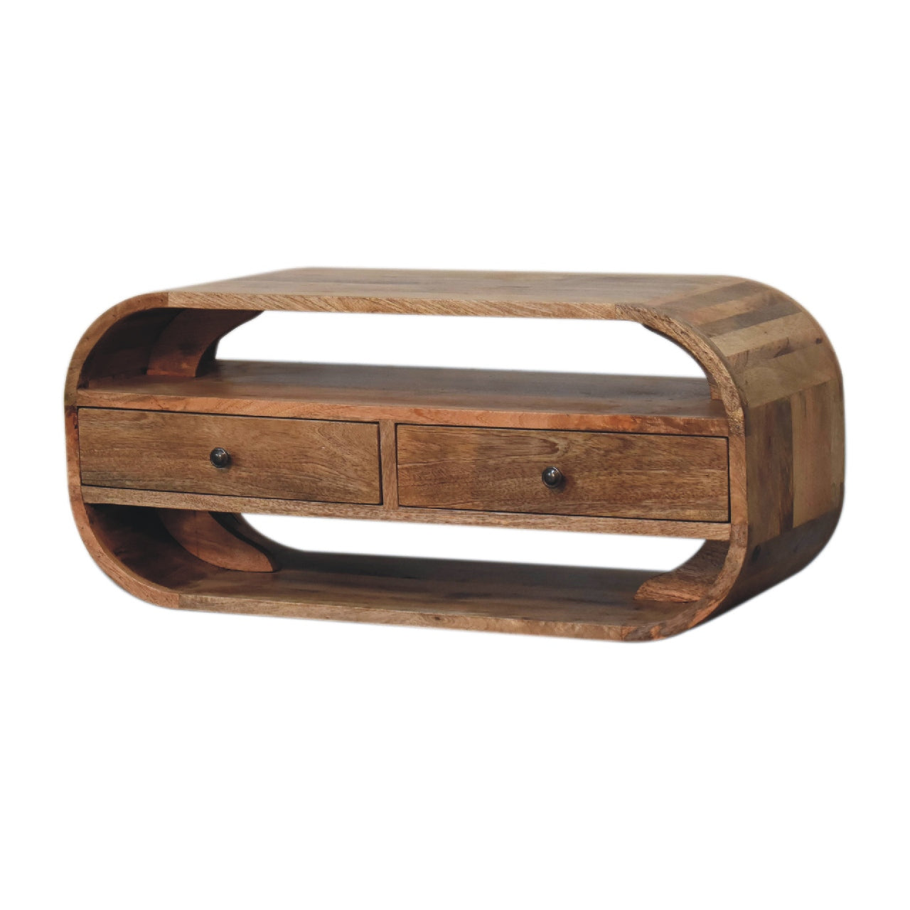 Curved Edge Media Unit with 2 Drawers