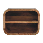 Oak-ish Floating Open Curve Bedside Table | Wall-Mounted