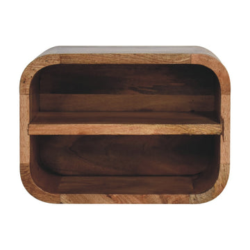 Oak-ish Floating Open Curve Bedside Table | Wall-Mounted