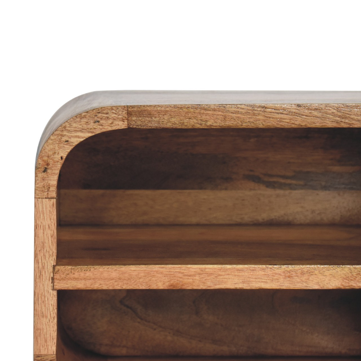 Oak-ish Floating Open Curve Bedside Table | Wall-Mounted
