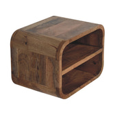 Oak-ish Floating Open Curve Bedside Table | Wall-Mounted