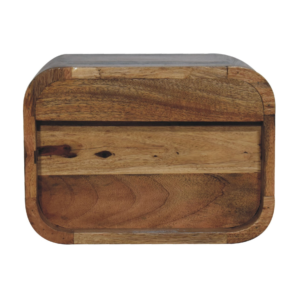 Oak-ish Floating Open Curve Bedside Table | Wall-Mounted