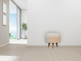 Cream Boucle Rounded Footstool