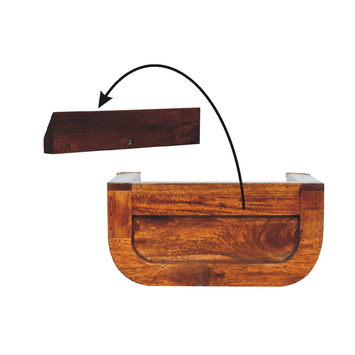 Indira Chestnut Floating Bedside Table | Wall-Mounted
