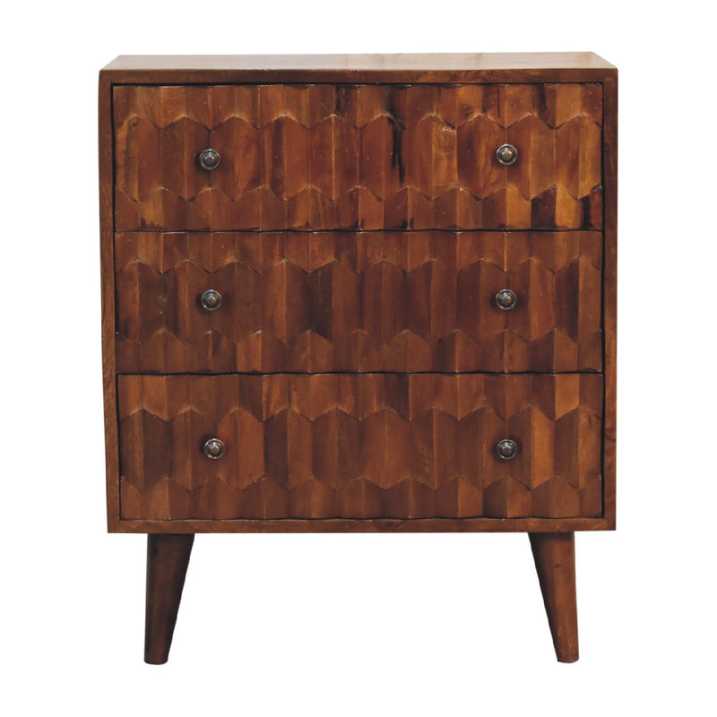 Chestnut Pineapple Carved Chest of Drawers | Hand-Carved