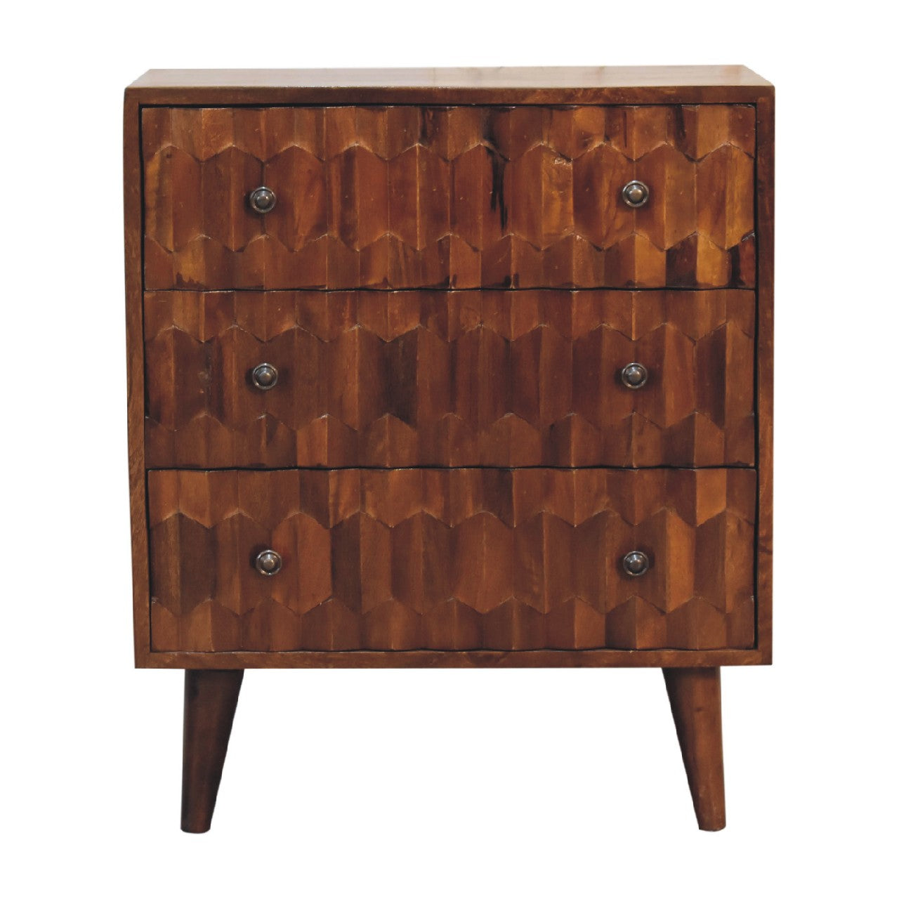 Chestnut Pineapple Carved Chest of Drawers | Hand-Carved