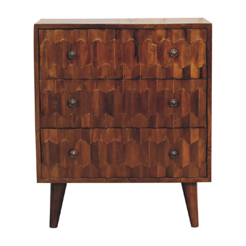 Chestnut Pineapple Carved Chest of Drawers | Hand-Carved