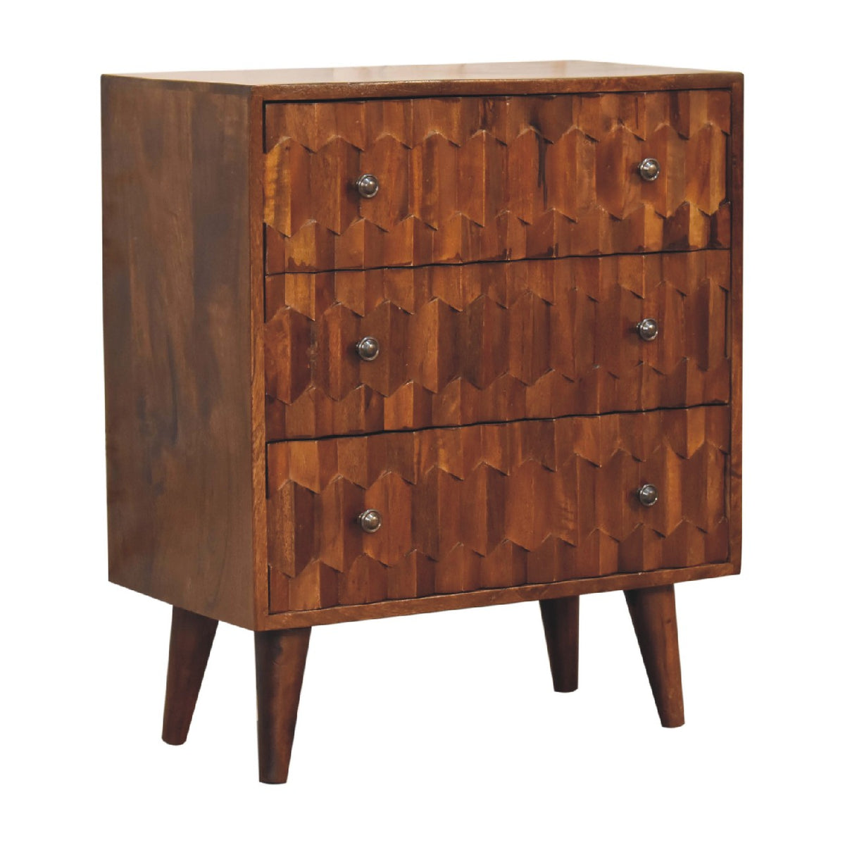Chestnut Pineapple Carved Chest of Drawers | Hand-Carved