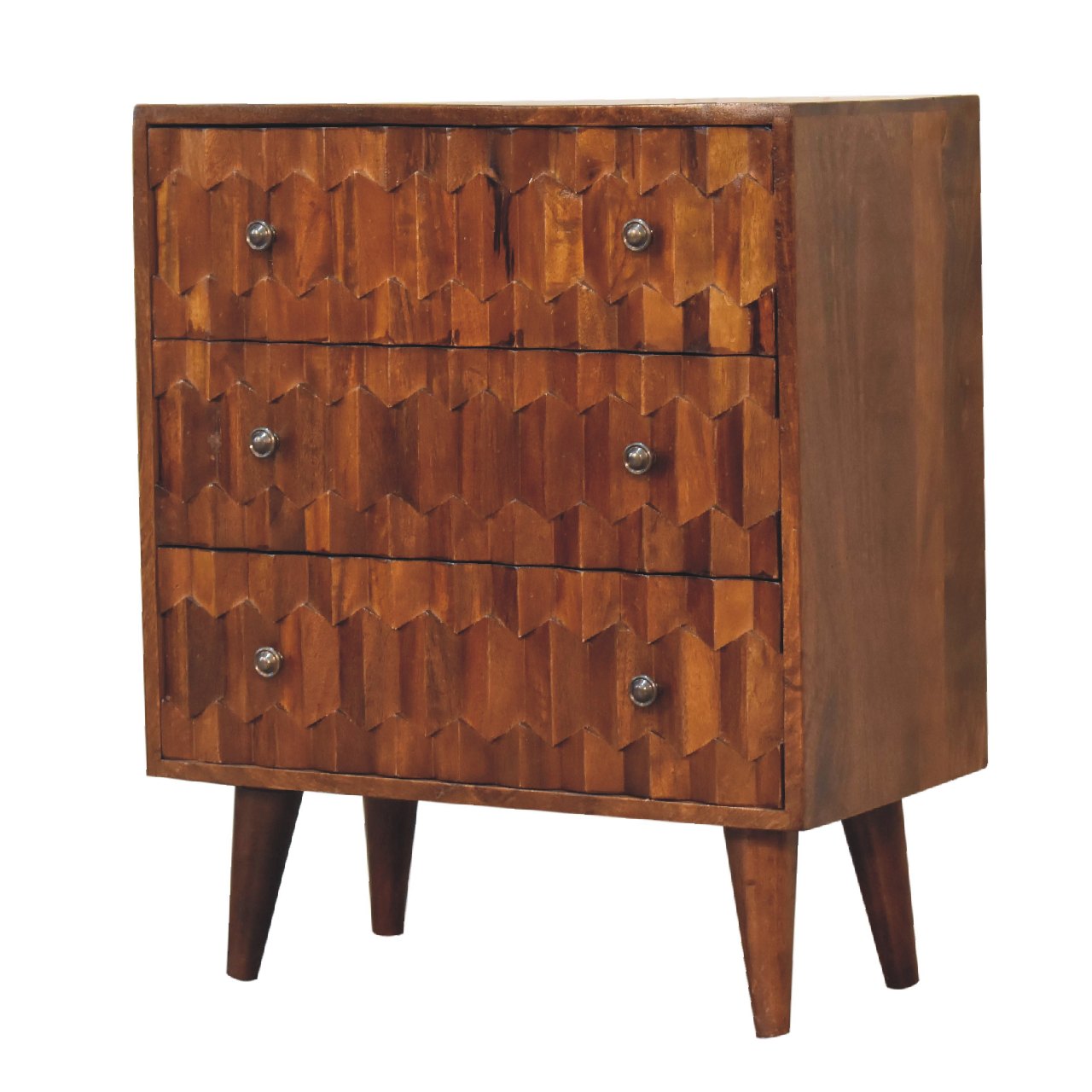Chestnut Pineapple Carved Chest of Drawers | Hand-Carved