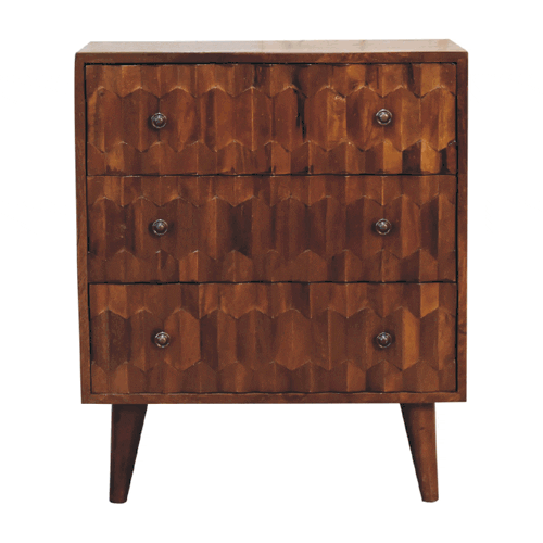 Chestnut Pineapple Carved Chest of Drawers | Hand-Carved