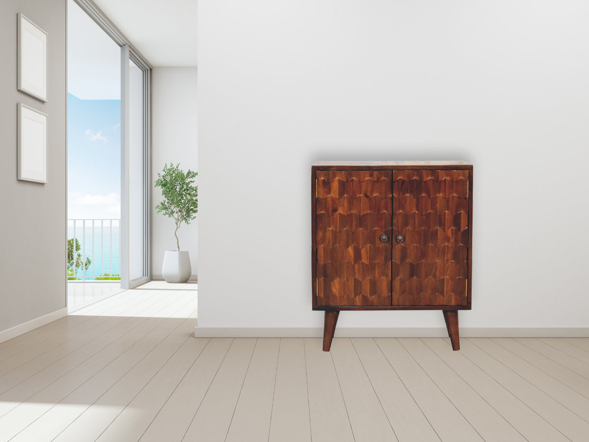 Chestnut Pineapple Carved Chest of Drawers | Hand-Carved