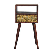 Eden Mini Bedside Table | Chestnut Solid Mango Wood Open Shelf