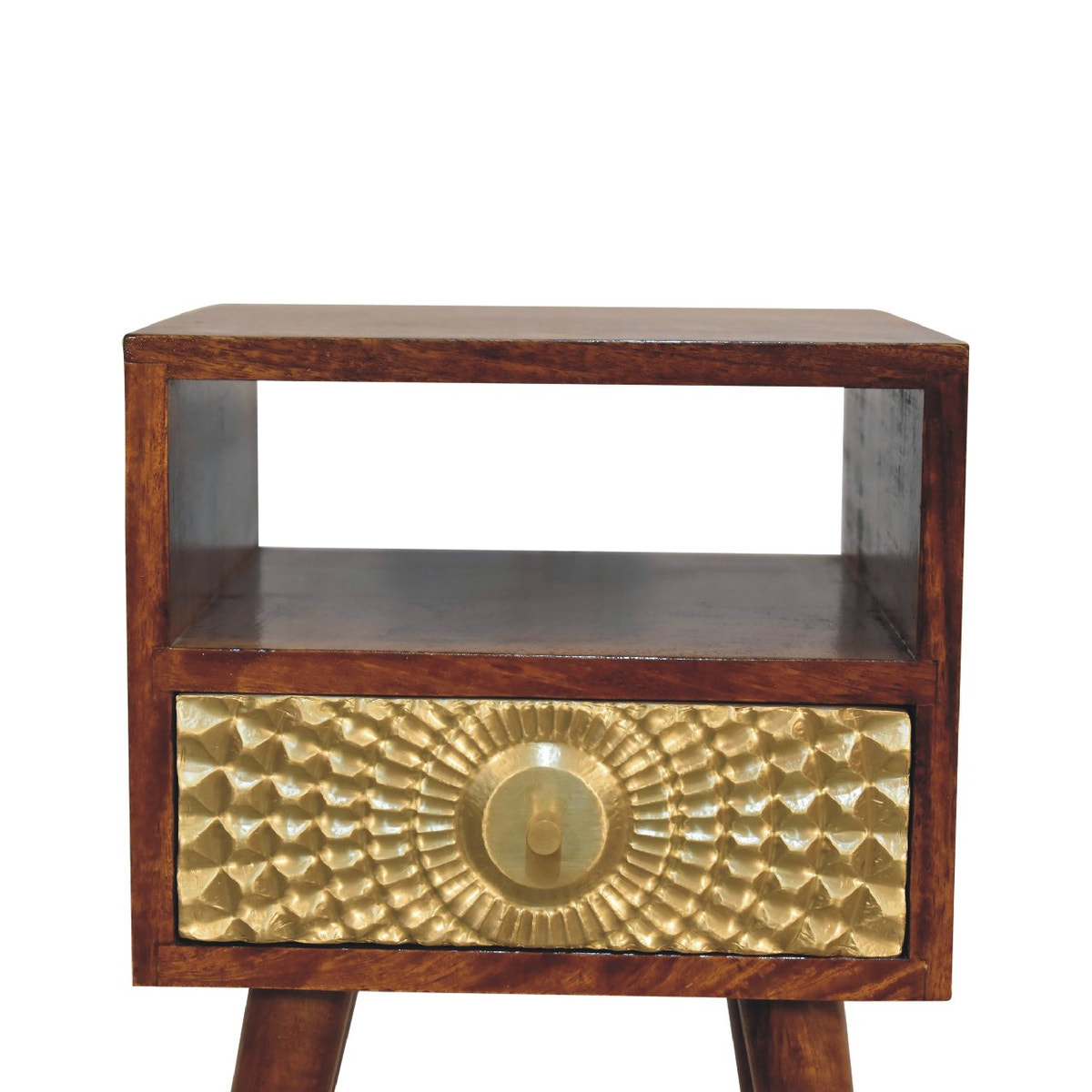 Eden Mini Bedside Table | Chestnut Solid Mango Wood Open Shelf
