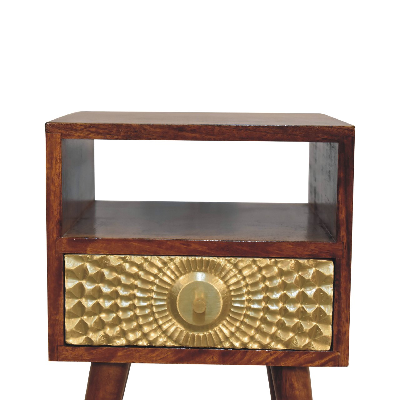 Eden Mini Bedside Table | Chestnut Solid Mango Wood Open Shelf