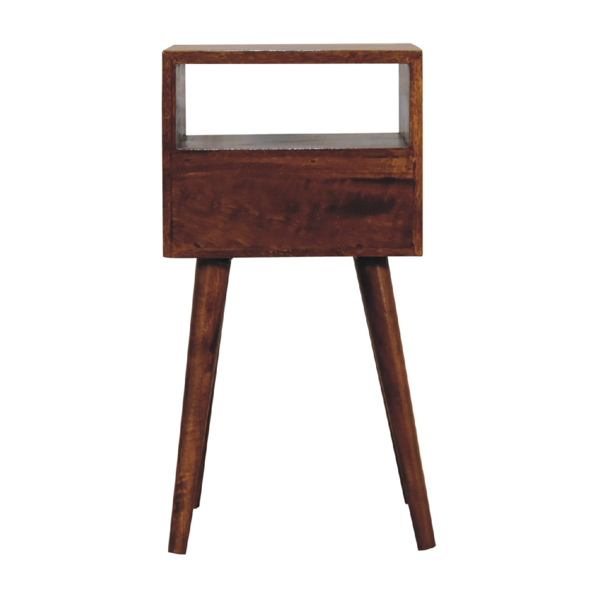 Eden Mini Bedside Table | Chestnut Solid Mango Wood Open Shelf
