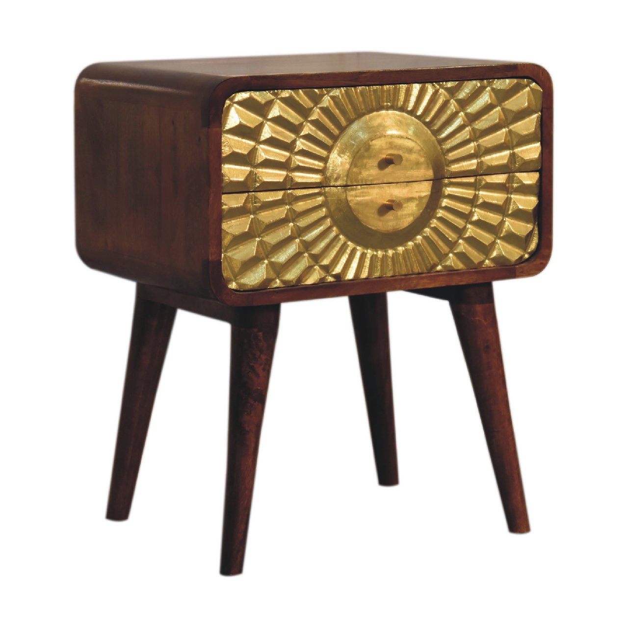 Eden Curved Bedside Table | Chestnut Solid Mango Wood