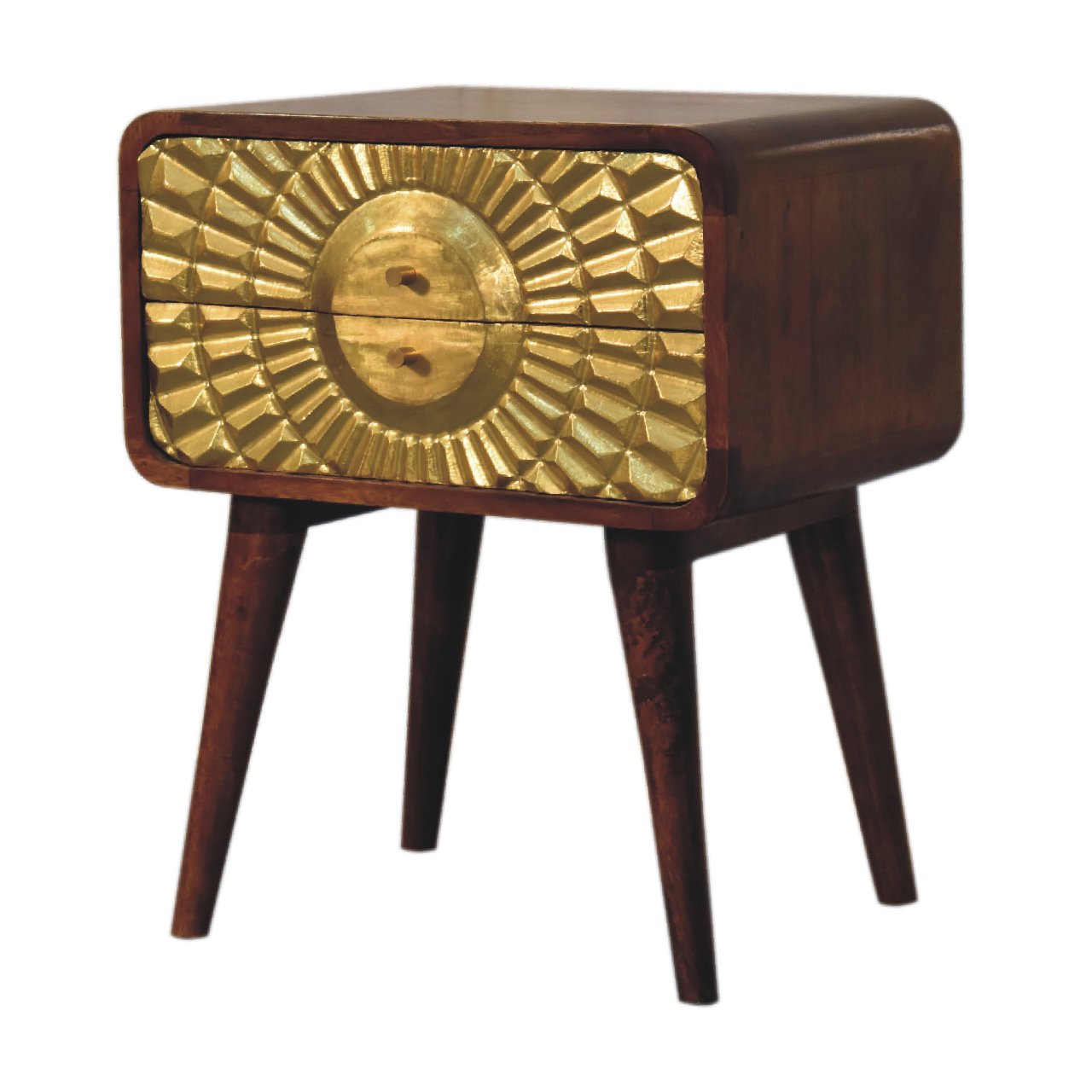 Eden Curved Bedside Table | Chestnut Solid Mango Wood