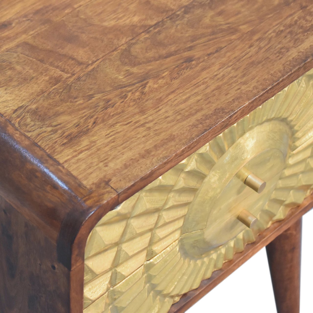 Eden Curved Bedside Table | Chestnut Solid Mango Wood