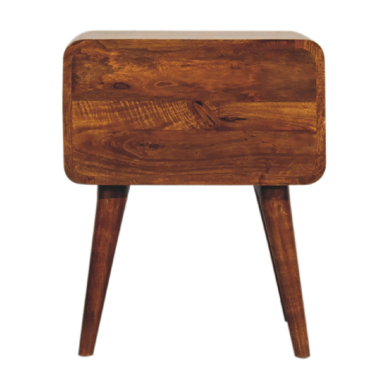 Eden Curved Bedside Table | Chestnut Solid Mango Wood