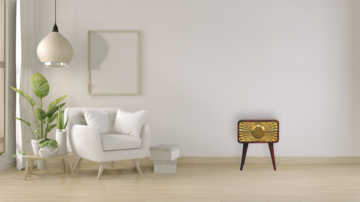 Eden Curved Bedside Table | Chestnut Solid Mango Wood