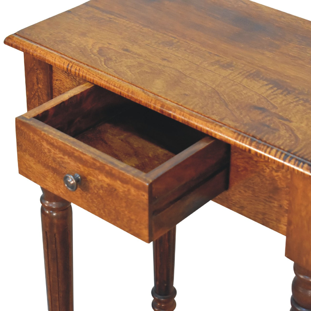 Chestnut Turned Leg Writing Desk | Hand-Carved