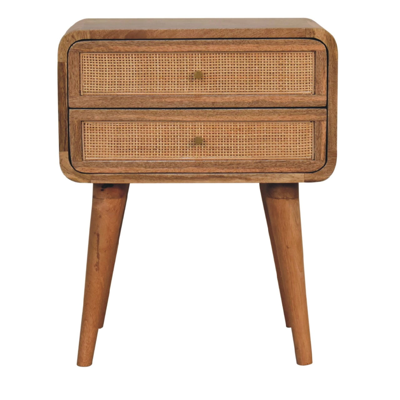 Close-knit 2-Drawer Bedside Table | Oak-Ish Solid Mango Wood