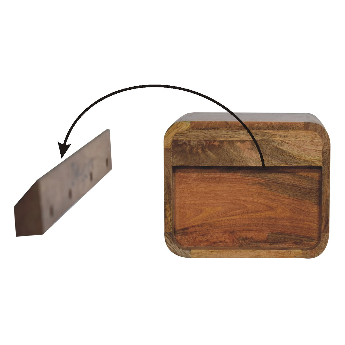Oak-ish Floating Open Bedside Table | Wall-Mounted