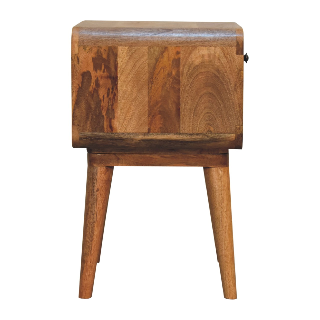 Curved Oak-ish Open Bedside Table