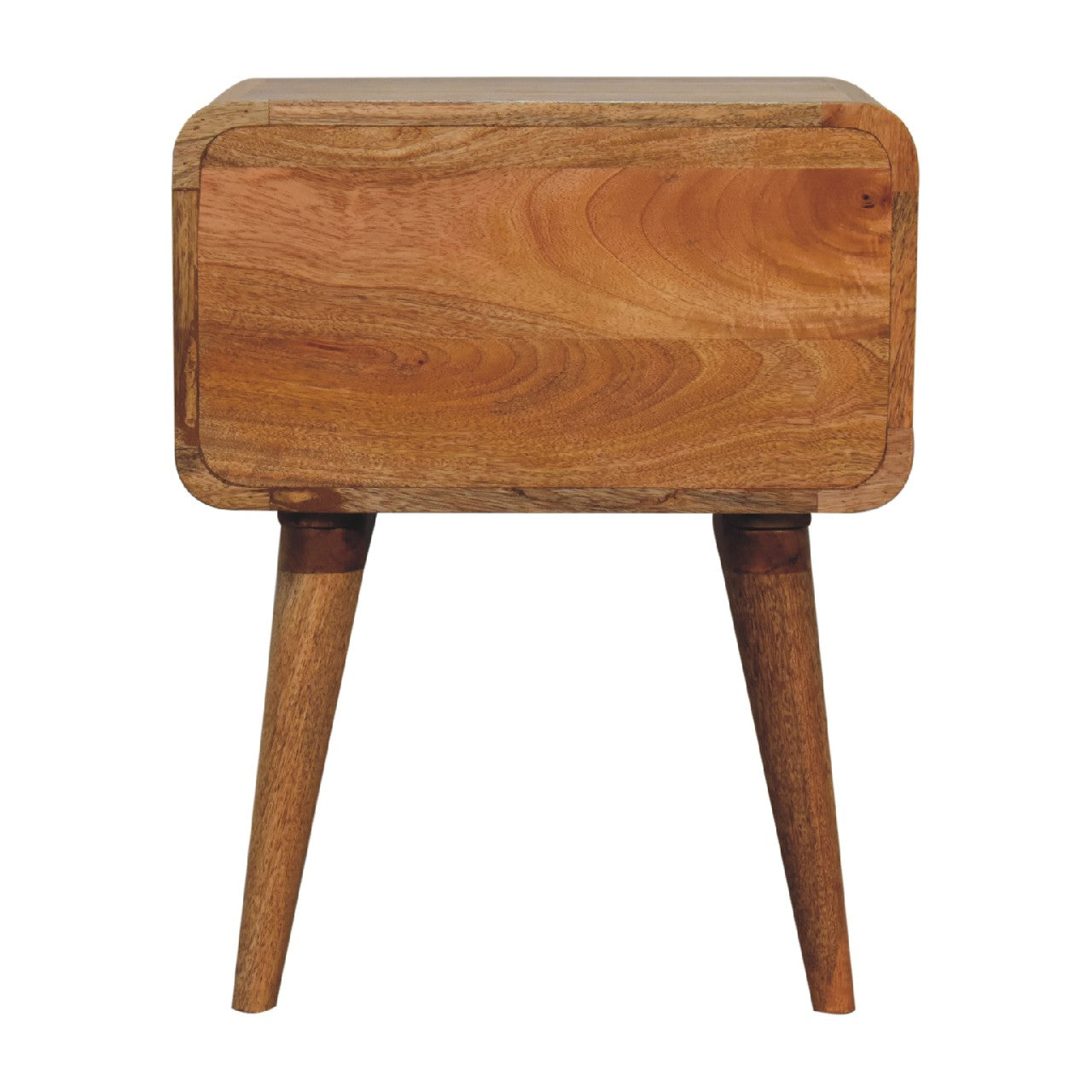 Curved Oak-ish Open Bedside Table