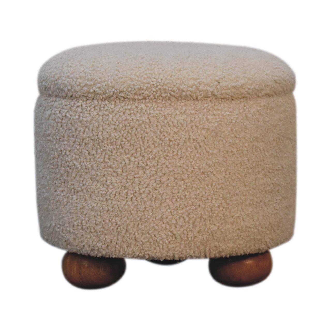 Cream Boucle Storage Footstool | Hidden Storage