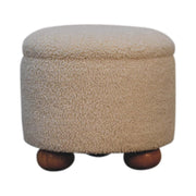 Cream Boucle Storage Footstool
