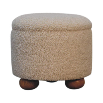 Cream Boucle Storage Footstool | Hidden Storage