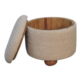 Cream Boucle Storage Footstool | Hidden Storage