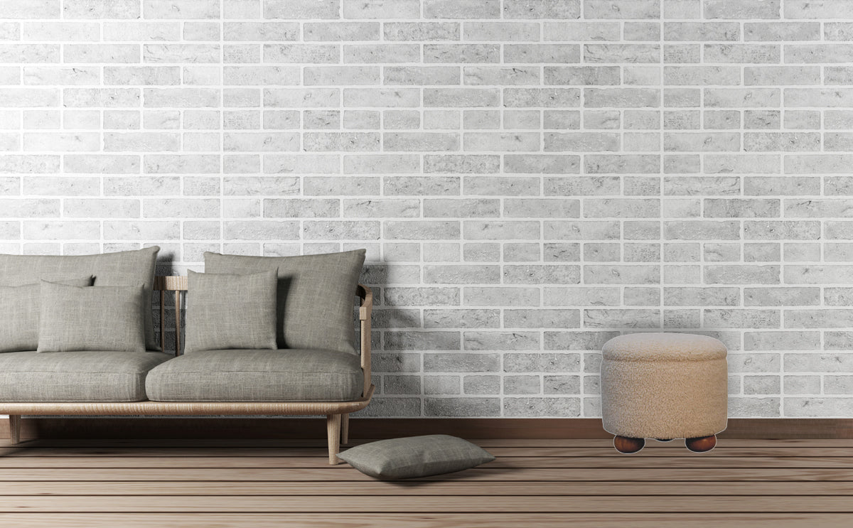 Cream Boucle Storage Footstool