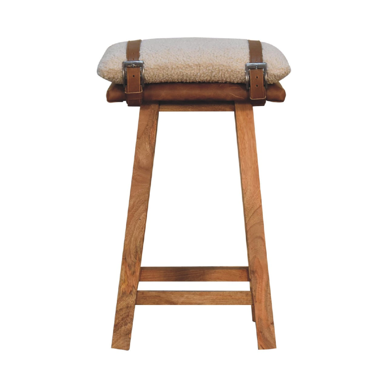 Strapped Bar Footstool | Oak Mango Wood