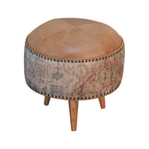 Haven Durrie Round Footstool | Buffalo Leather