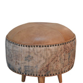 Haven Durrie Round Footstool | Buffalo Leather
