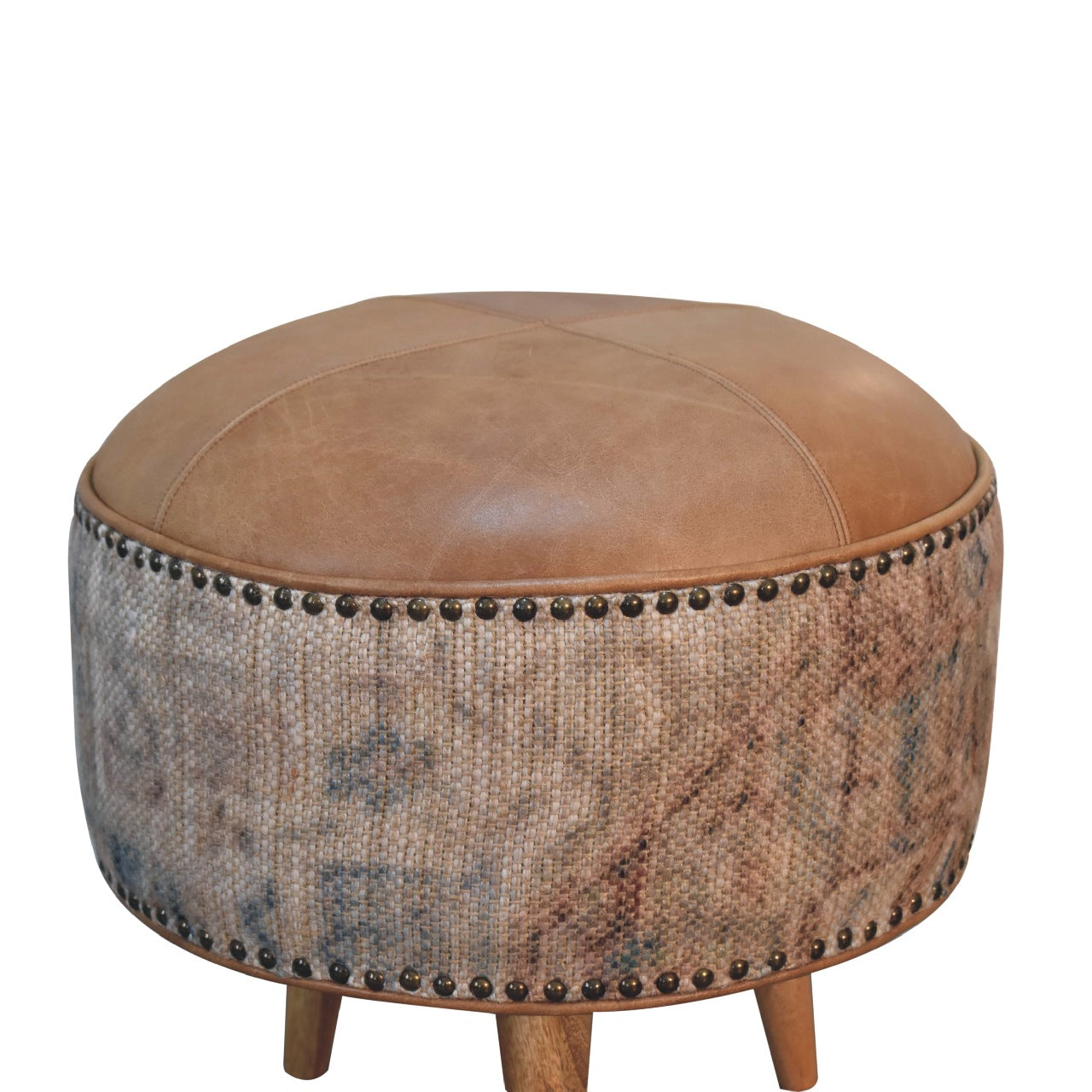 Haven Durrie Round Footstool | Buffalo Leather