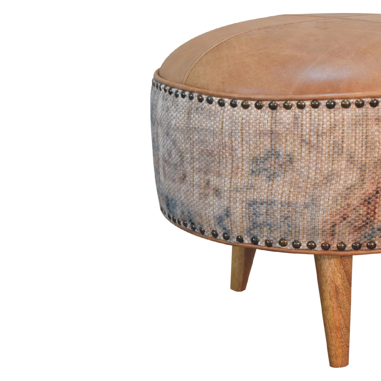 Haven Durrie Round Footstool | Buffalo Leather
