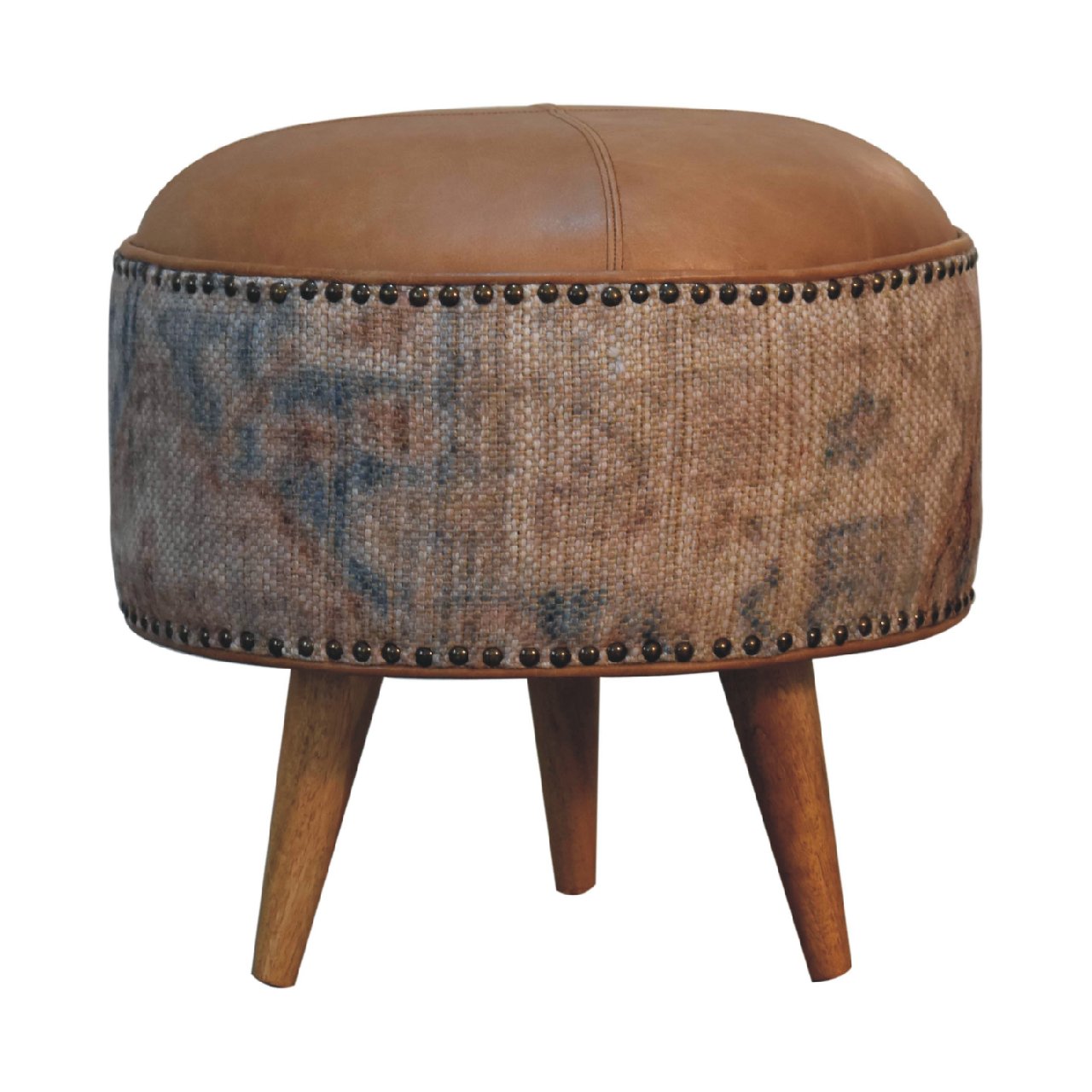 Haven Durrie Round Footstool | Buffalo Leather