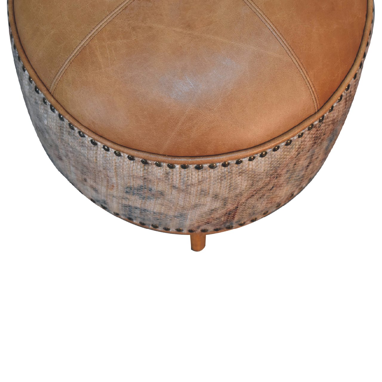 Haven Durrie Round Footstool | Buffalo Leather