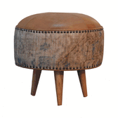 Haven Durrie Round Footstool | Buffalo Leather