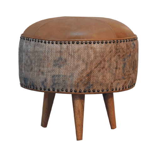 Haven Durrie Round Footstool | Buffalo Leather